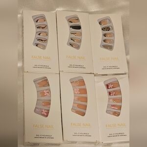 DIY False Nail Set with Pink and Gold Accents